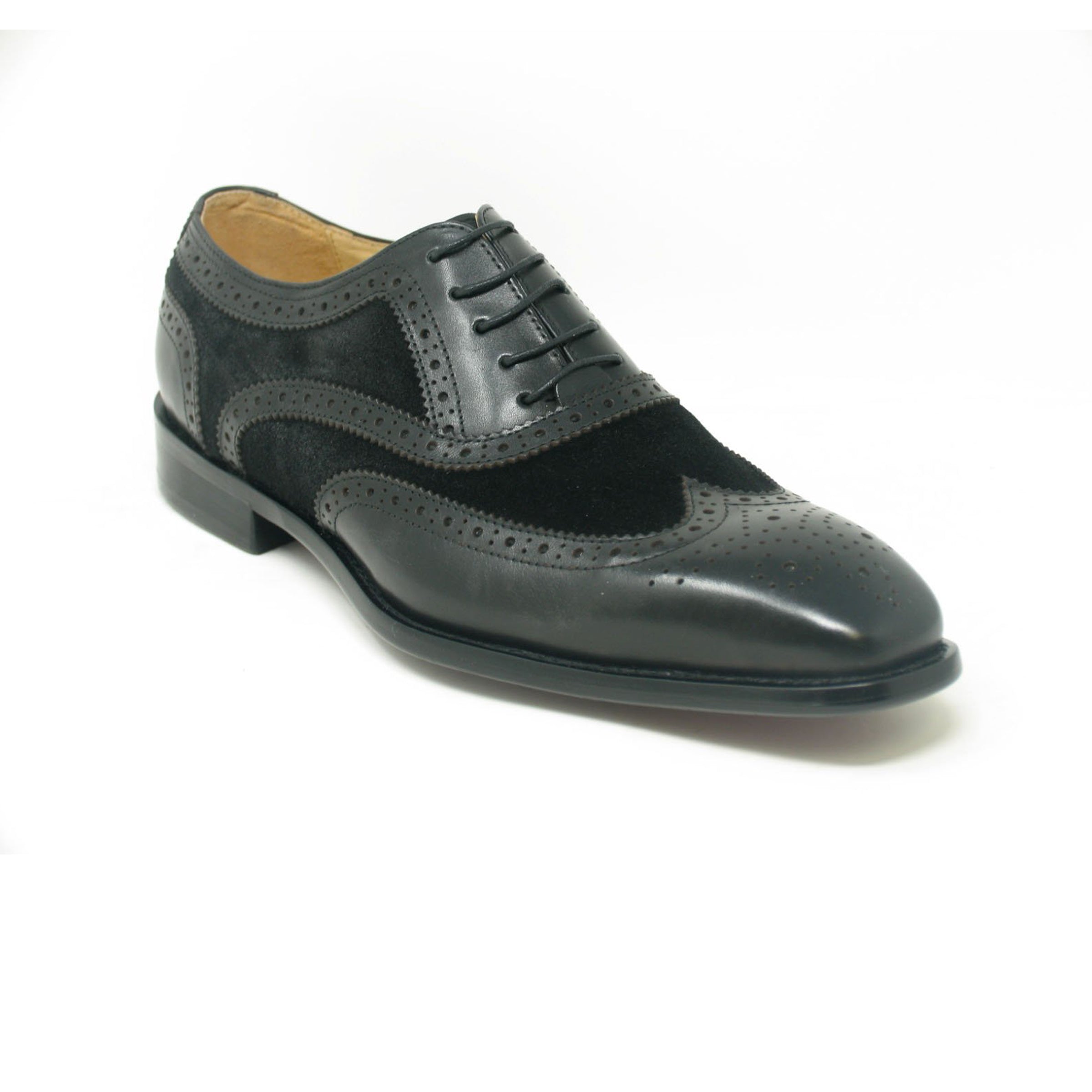 Carrucci Mixed Media Burnished Wingtip Oxford