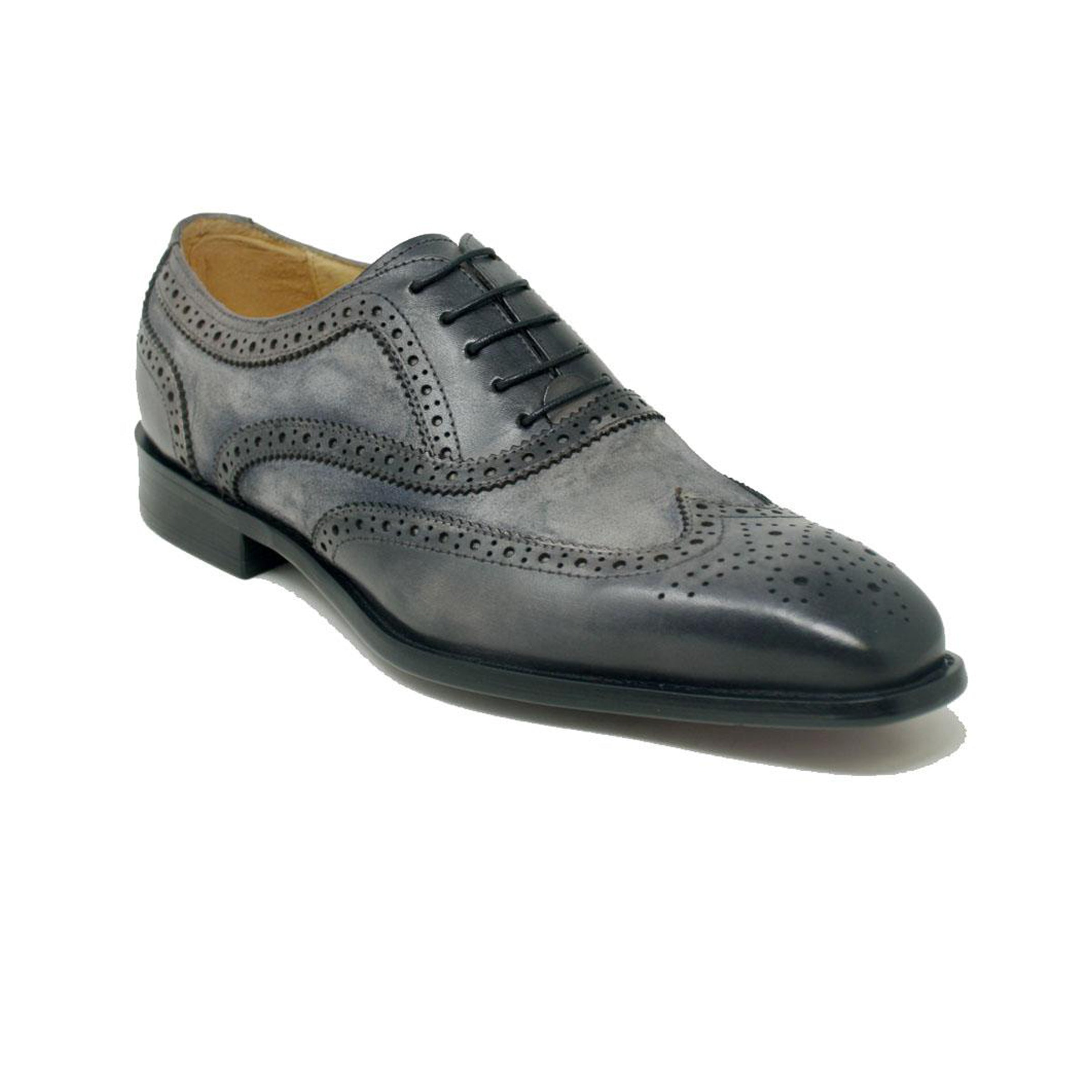 Carrucci Mixed Media Burnished Wingtip Oxford