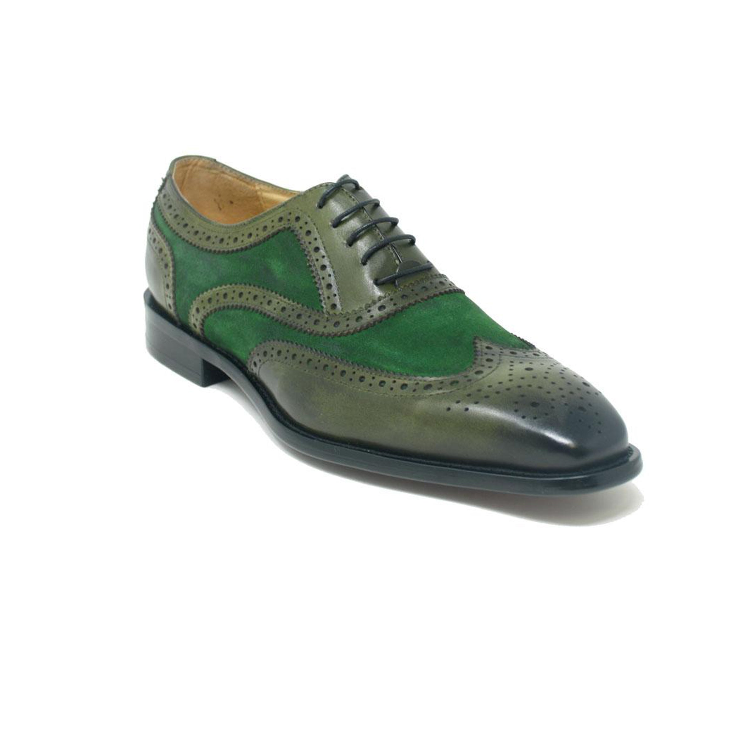 Carrucci Mixed Media Burnished Wingtip Oxford