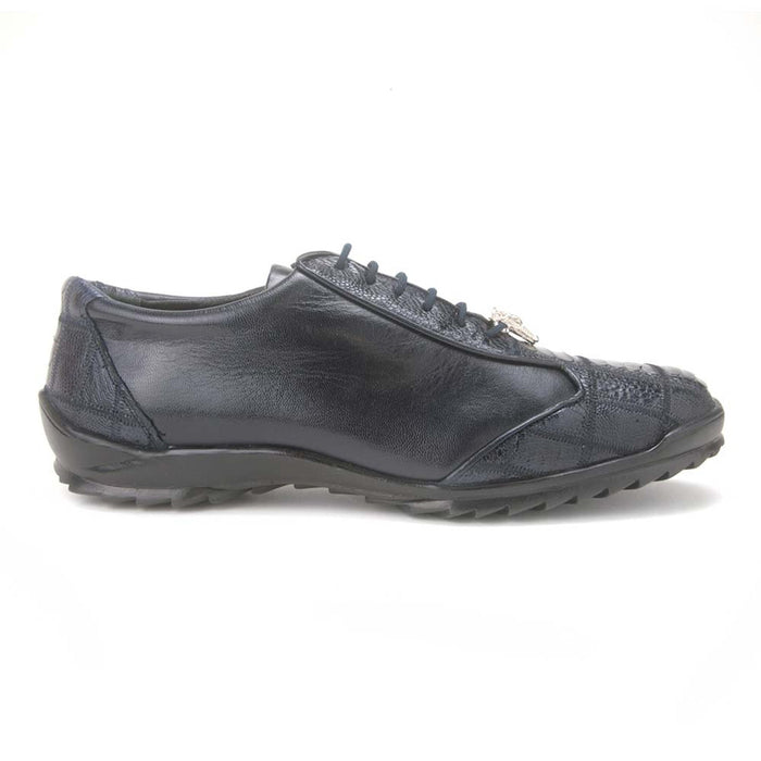 Navy Ostrich Skin Men's Sneaker by Los Altos