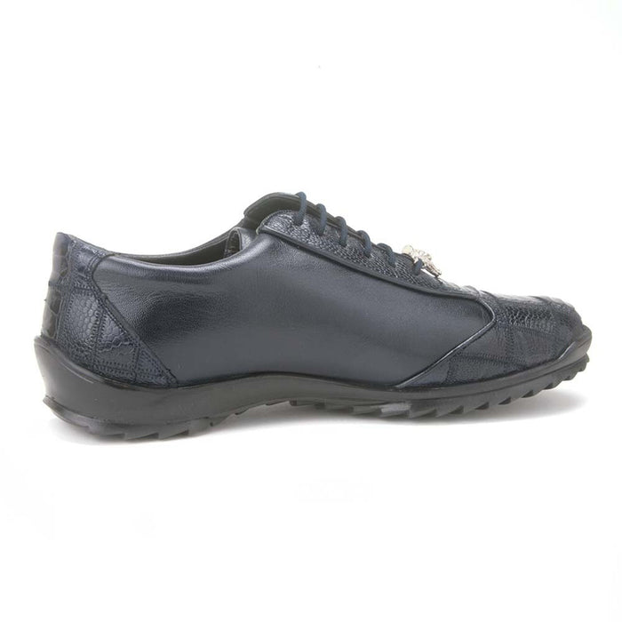Navy Ostrich Skin Men's Sneaker by Los Altos
