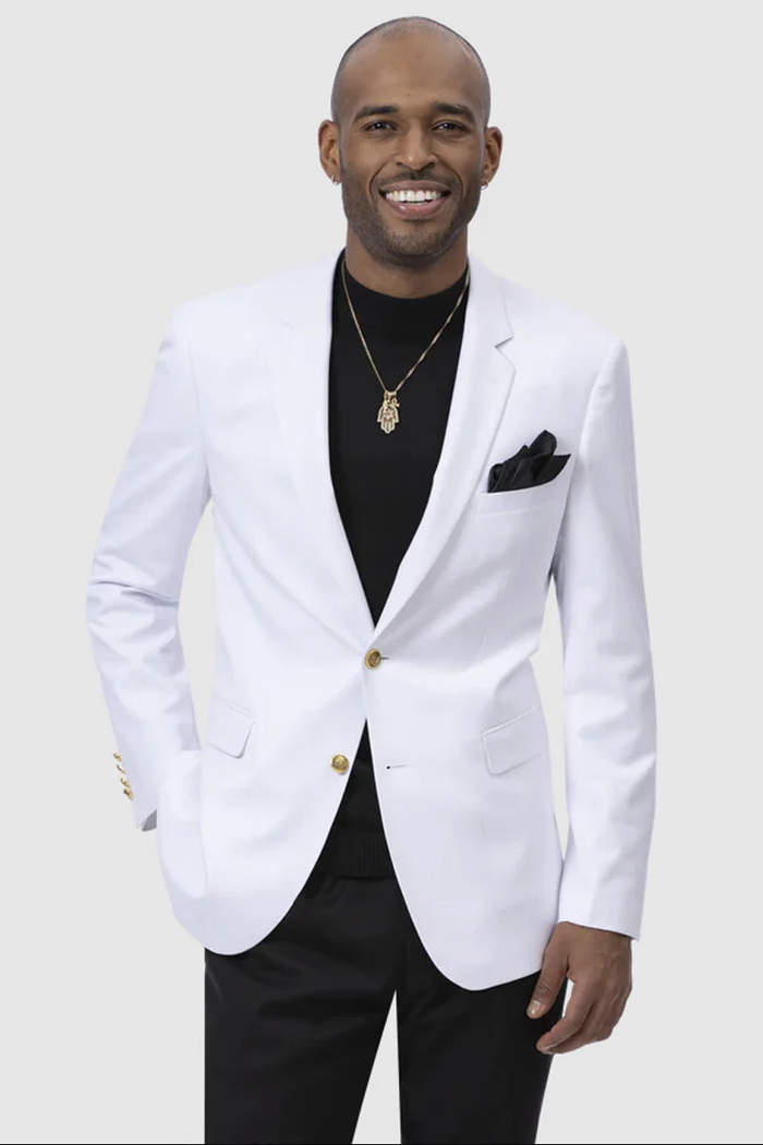 Clean White Two Button Blazer – Men’s Modern Club Style Jacket