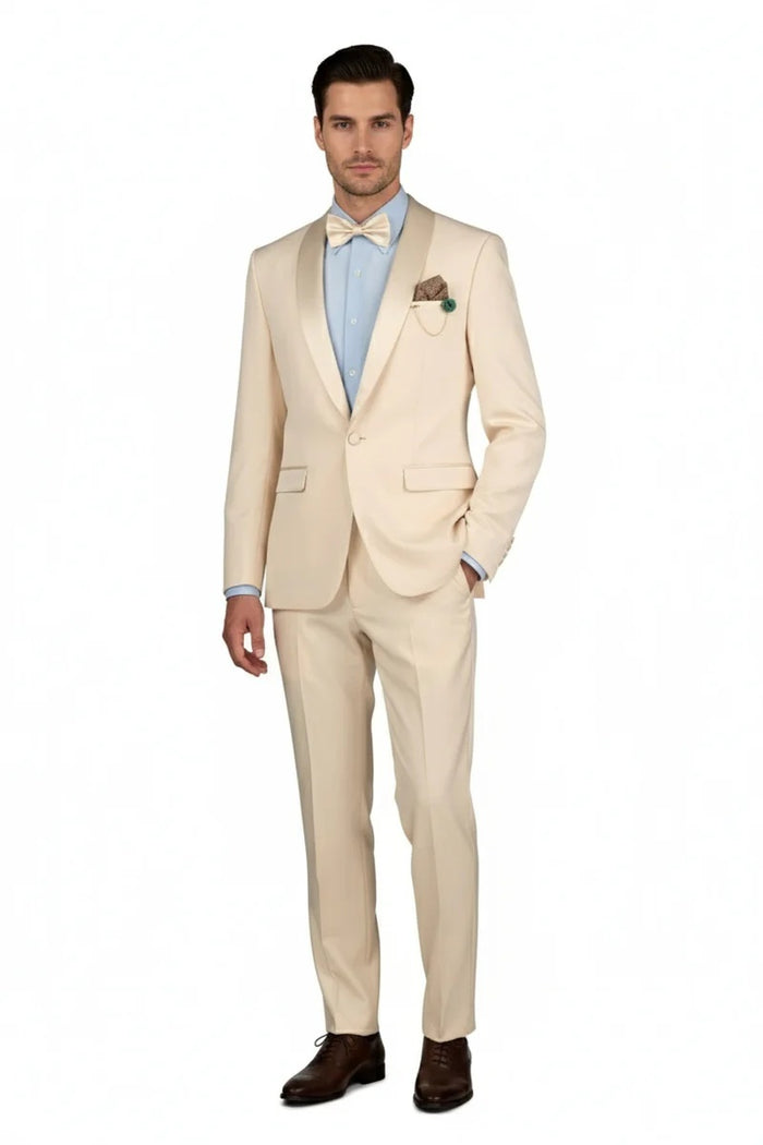 Champagne 1-Button Shawl Tuxedo