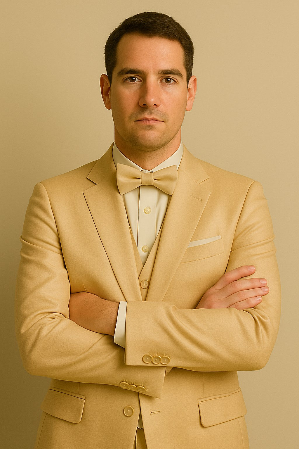 Champagne Suit - Light Gold Color Shiny Suit - Sateen Suit - Wedding Tuxedo Suit