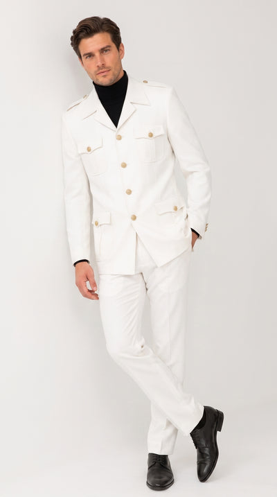 Rossi Man DUKE RM1762 Men’s White 3 Piece Suit, Modern Tailored Formal Wedding Dress Suit