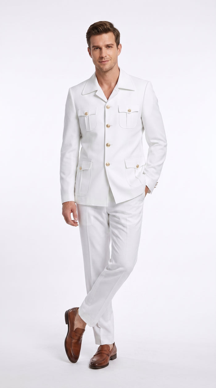 Rossi Man DUKE RM1762 Men’s White 2 Piece Suit, Modern Formal Wedding Prom Dress Suit