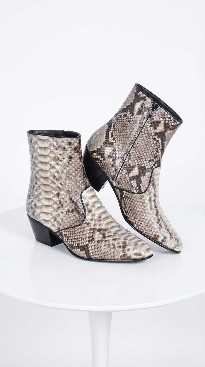Los Altos Men’s Python Ankle Boots 635749, Exotic Snakeskin Dress Boots for Formal and Western Style