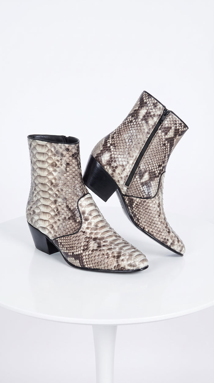 Los Altos Men’s Python Ankle Boots 635749, Exotic Snakeskin Dress Boots for Formal and Western Style