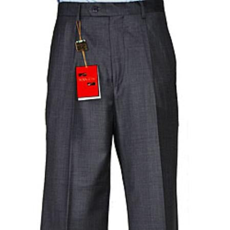 Men's Charcoal Grey Single-pleat Pants unhemmed unfinished bottom - Cheap Priced Dress Slacks For Men On Sale