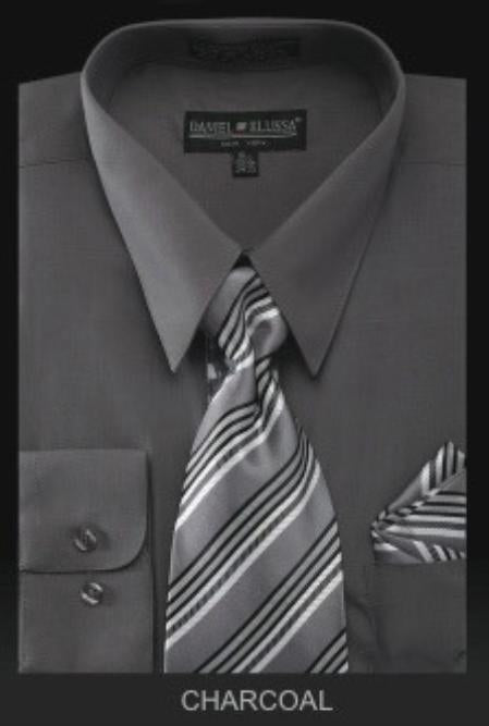 Affordable Clearance Cheap Mens Dress Shirt Sale Online Trendy - PREMIUM TIE - Charcoal Men's Dress Shirt