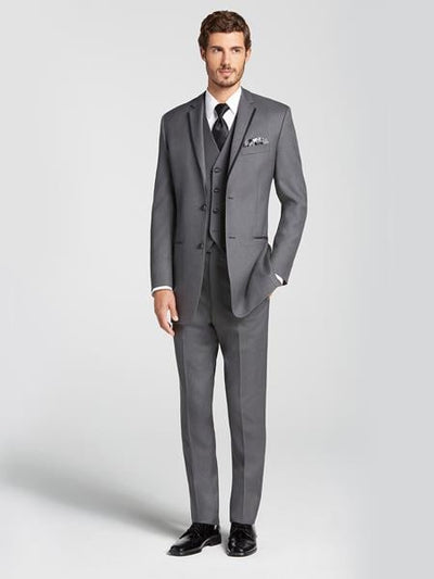 Charcoal Grey ~ Gray Satin Edged Vested Tuxedo Suit Tow Toned