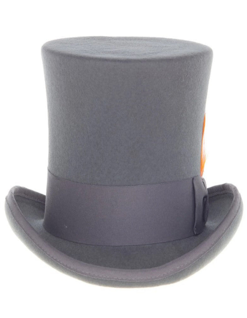 1920s Fedora Wool Tall Dress Hat - Charcoal Grey