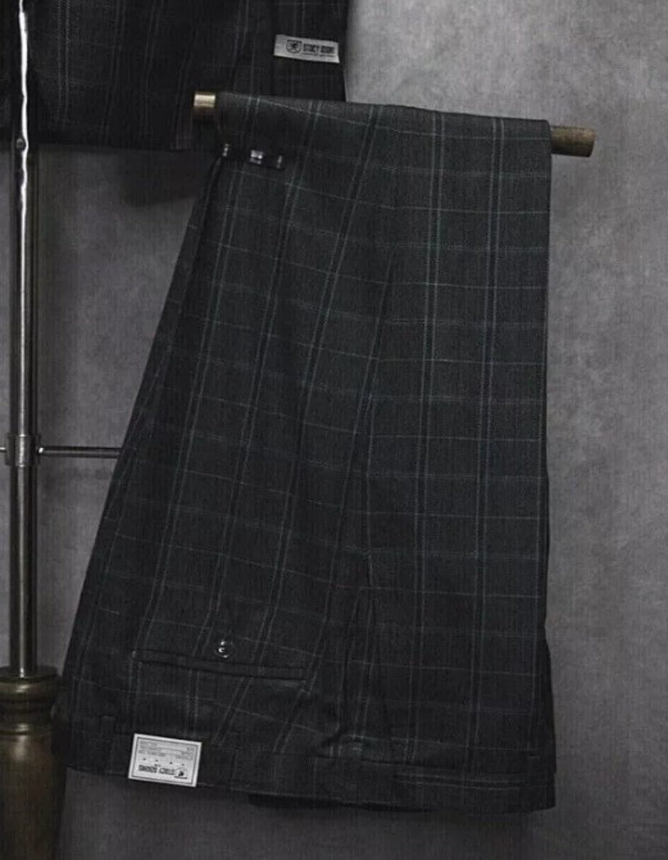 Three Button Plaid Notch Lapel Suit for Men