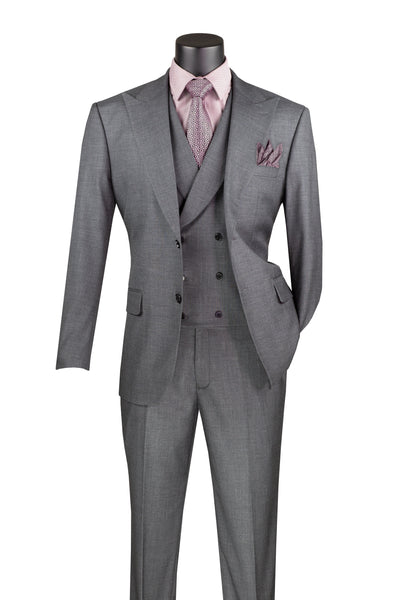 Modern Charcoal 3-Piece Suit with Lapel Vest