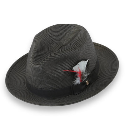 Tapa Crushable Straw Fedora Hat Charcoal