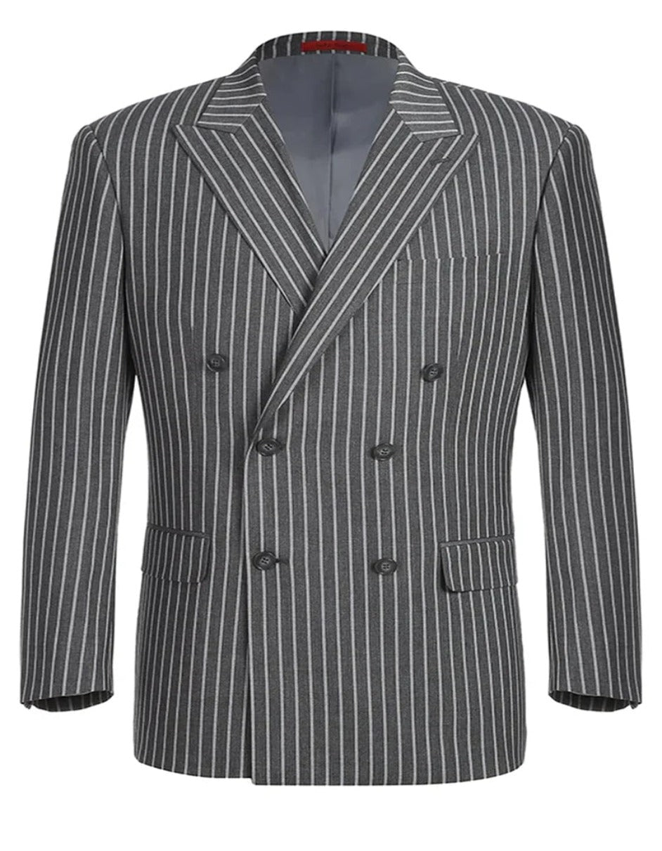 Charcoal Grey Bold Pinstripe 1920s Suit