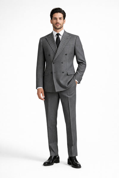 Charcoal Grey Bold Pinstripe 1920s Suit