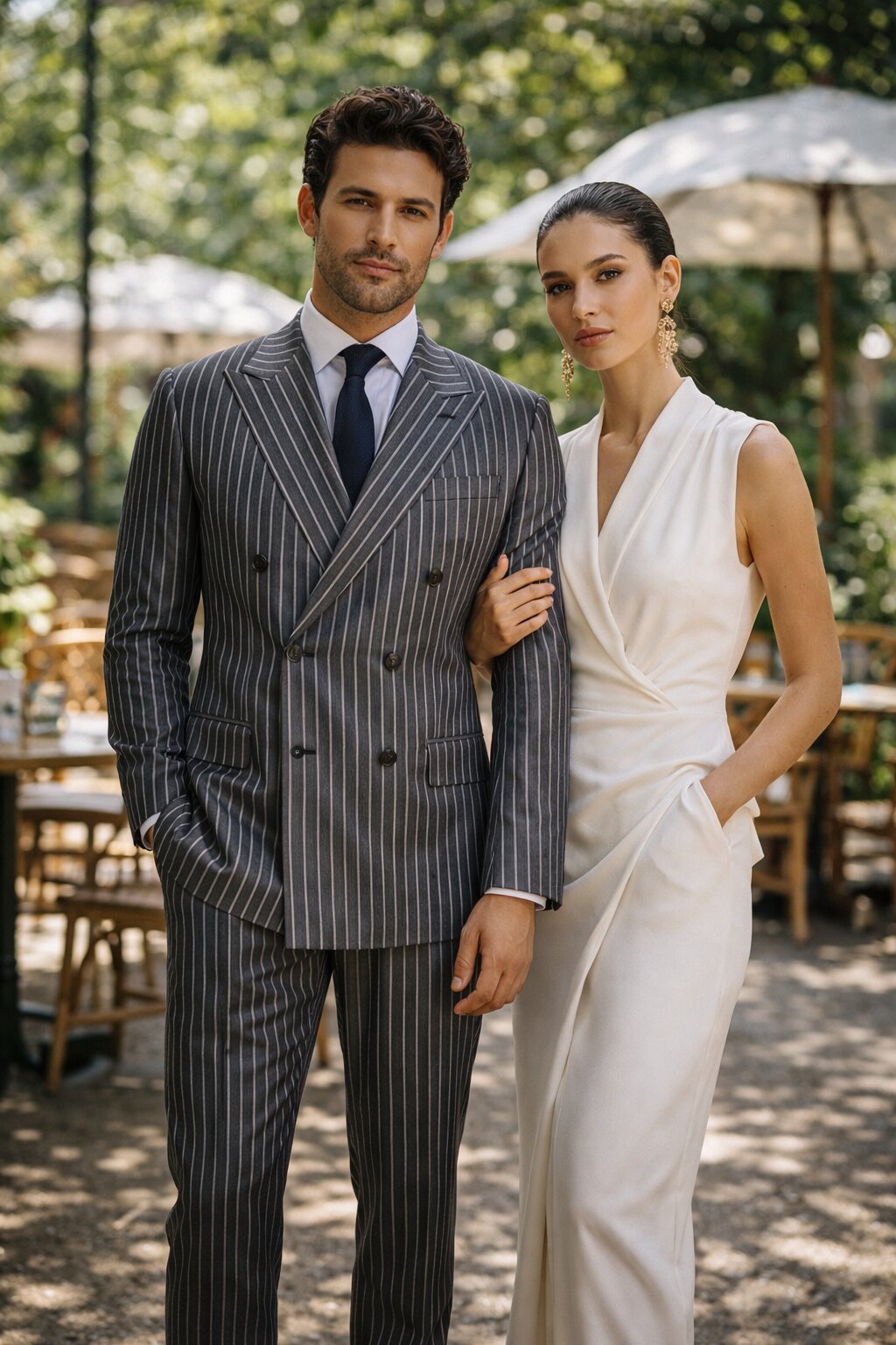 Charcoal Grey Bold Pinstripe 1920s Suit