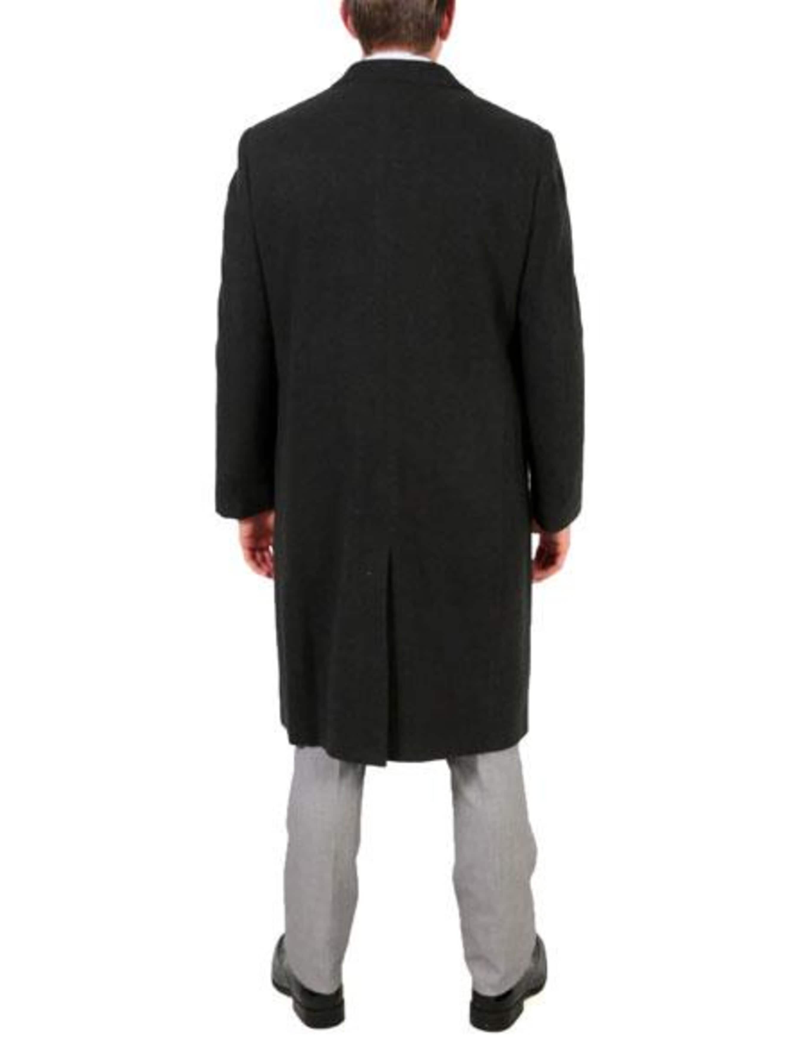 3 Button Wool/Poly Dark Charcoal Overcoat