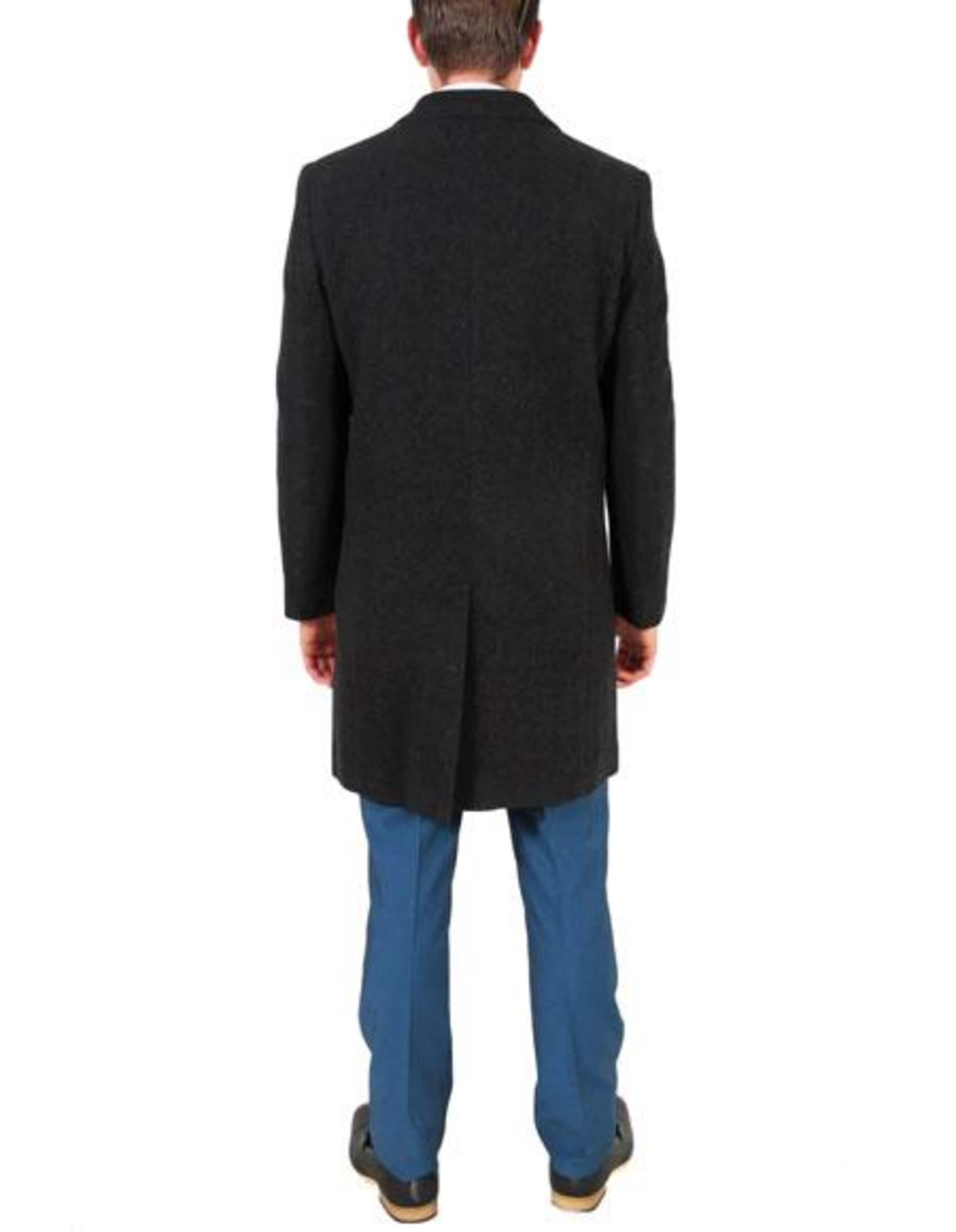 Modern Fit Dark Charcoal Wool Car Coat