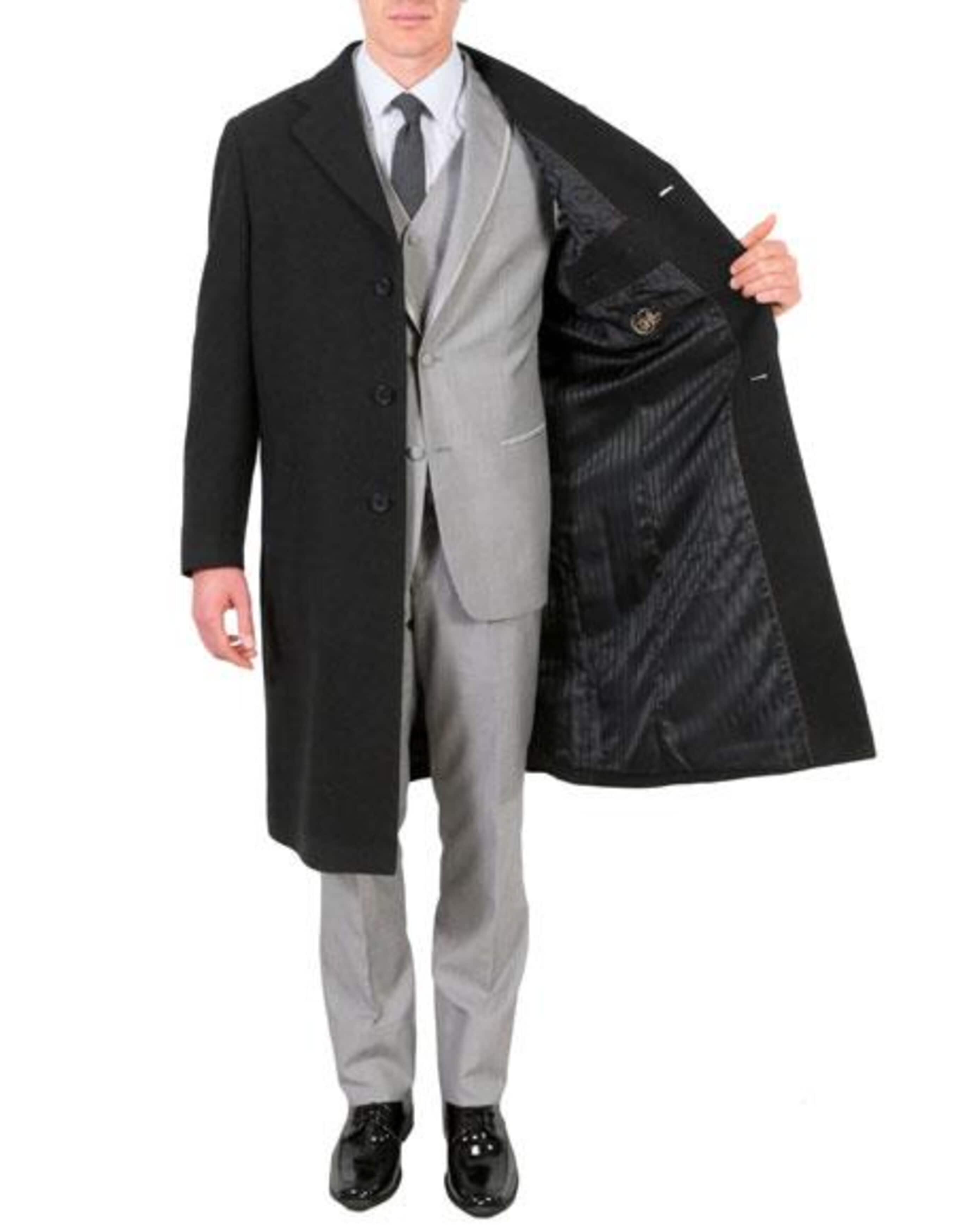 3 Button Wool/Poly Dark Charcoal Overcoat
