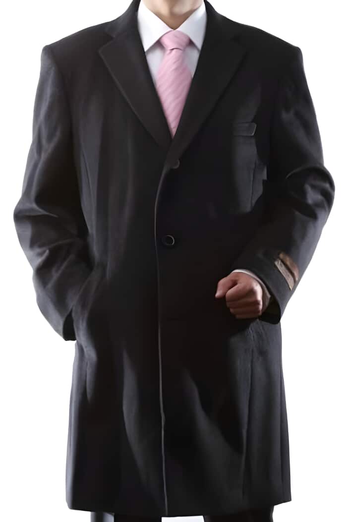 Charcoal Wool Three-Quarter Dress Topcoat