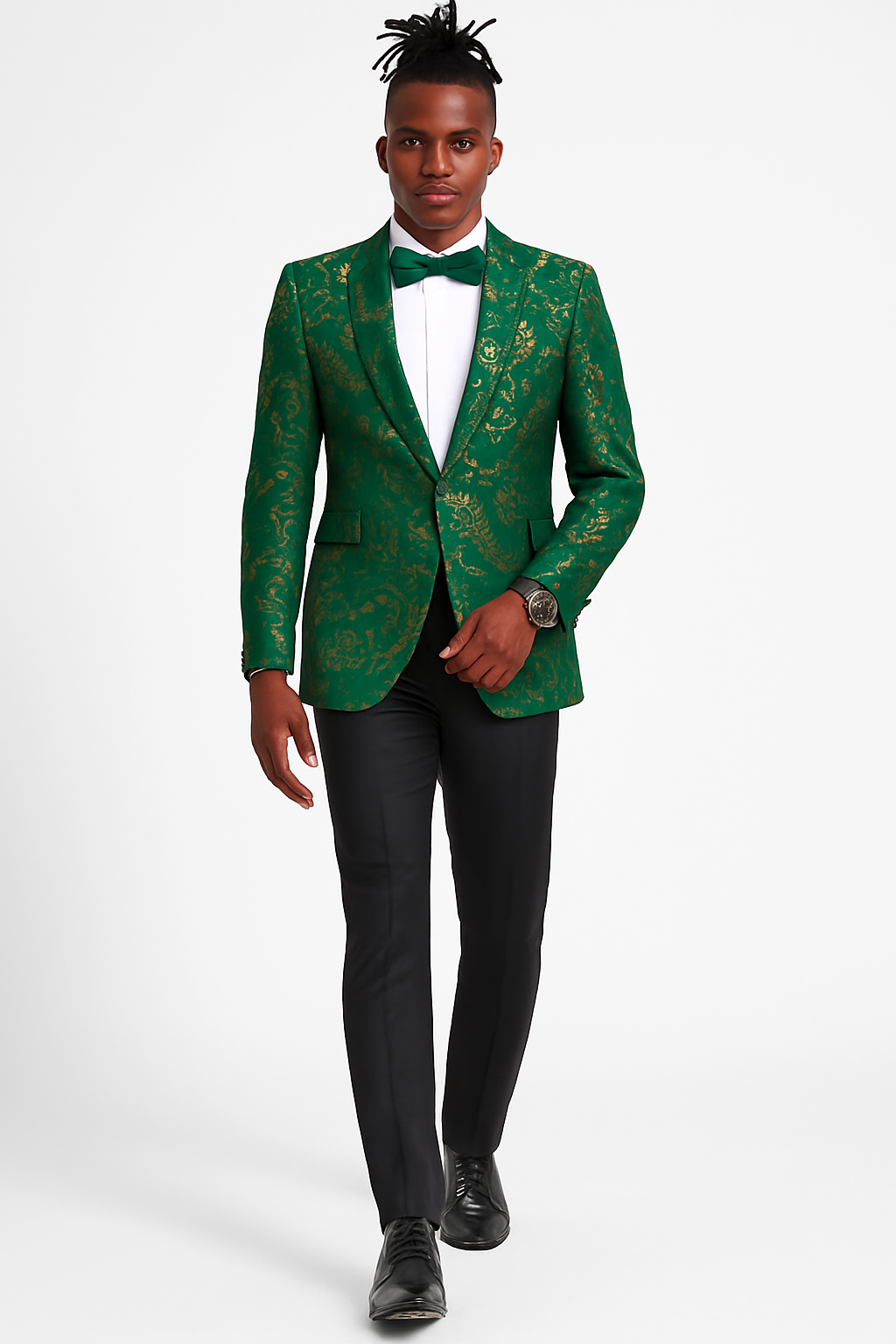 Hunter Green & Gold Paisley Slim Fit Tuxedo Jacket