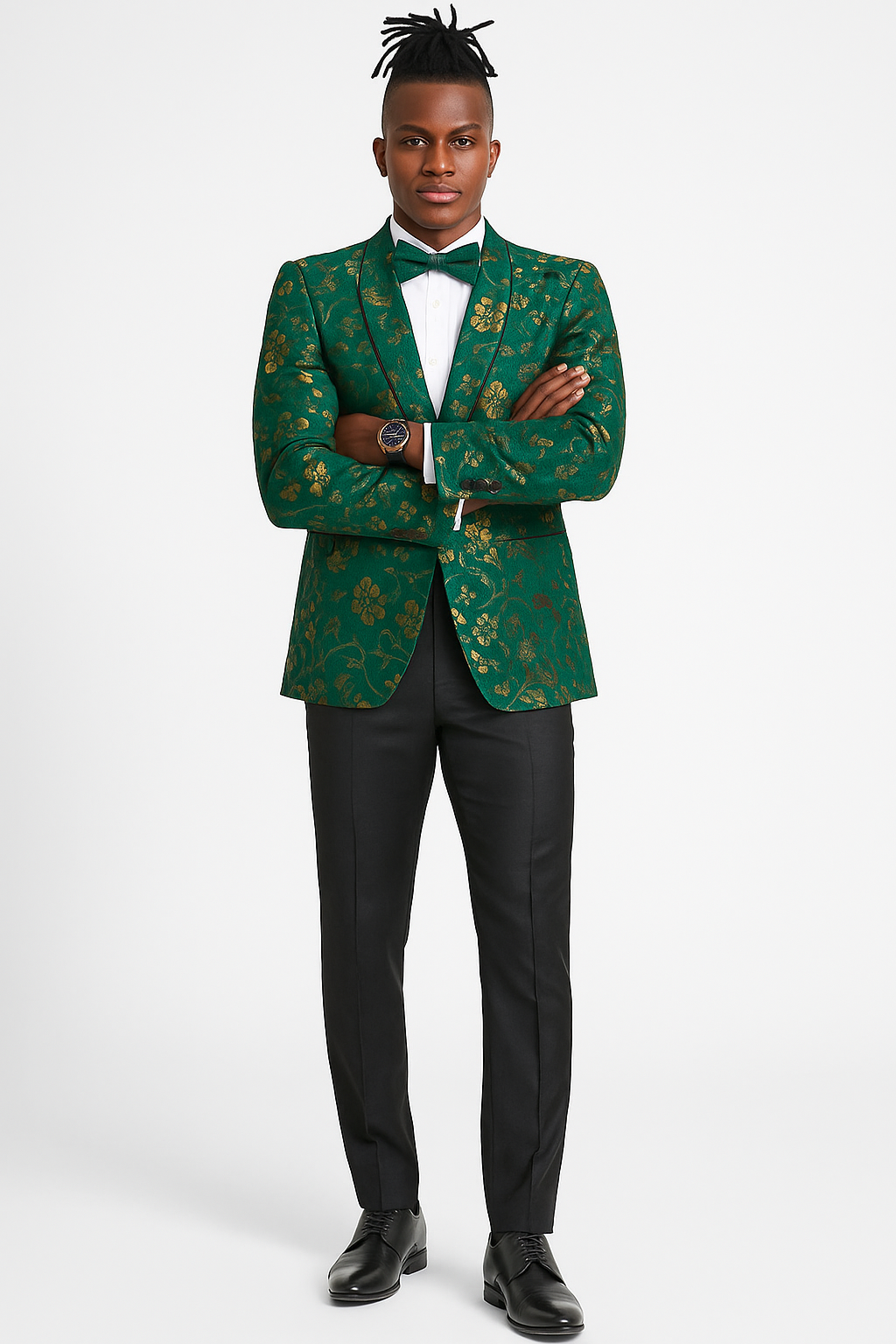 Hunter Green & Gold Paisley Slim Fit Tuxedo Jacket