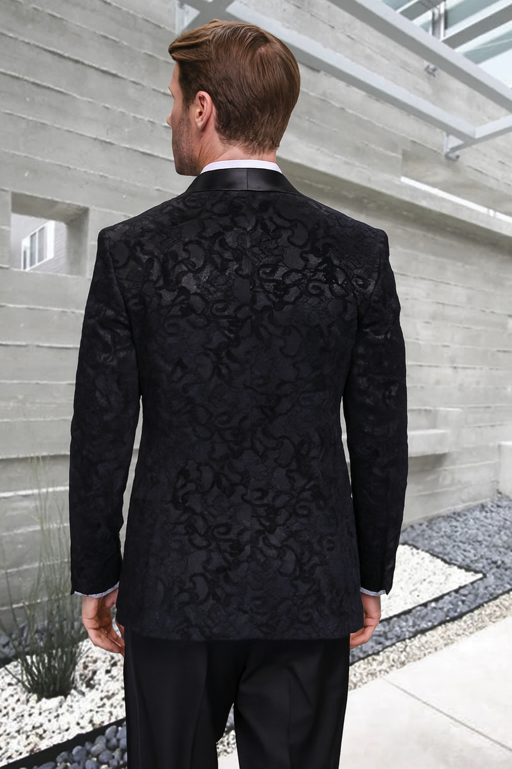 Black Paisley Velvet Smoking Jacket Tuxedo