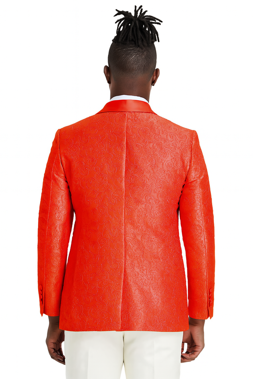 Men’s Slim Fit Tonal Paisley Tuxedo Jacket in Red for Wedding & Prom