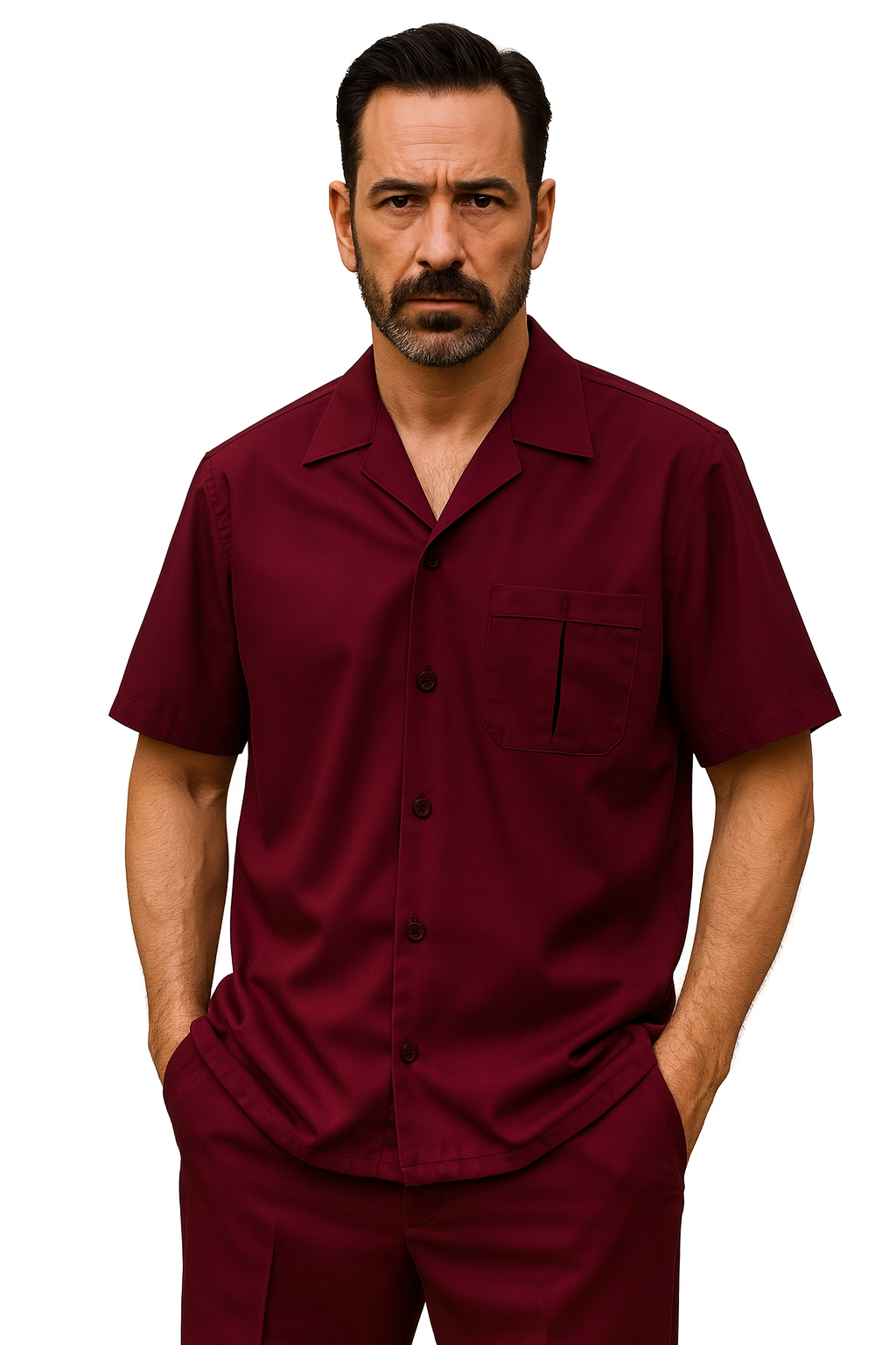 Mens Walking Suit - Big and Tall Casual Suit - Burgundy Suit Up to 6XL Pants