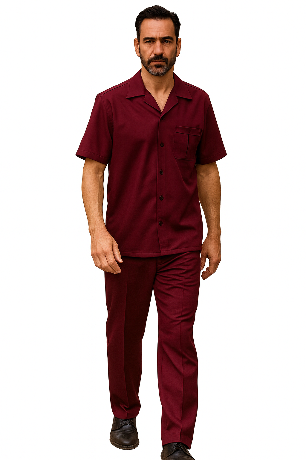 Mens Walking Suit - Big and Tall Casual Suit - Burgundy Suit Up to 6XL Pants