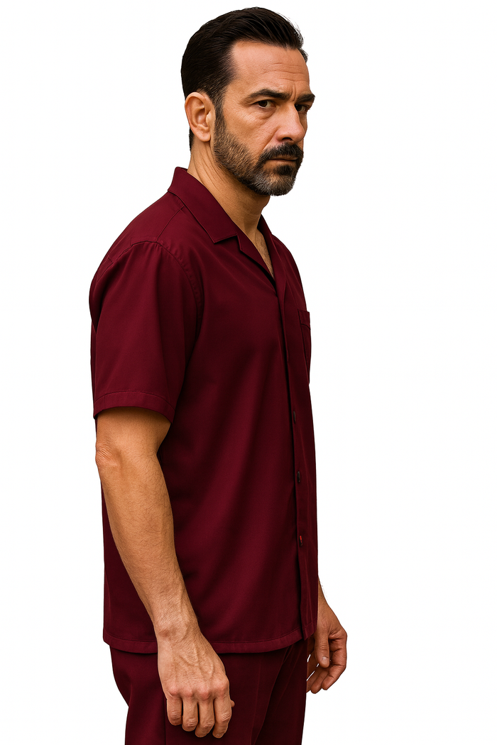 Mens Walking Suit - Big and Tall Casual Suit - Burgundy Suit Up to 6XL Pants