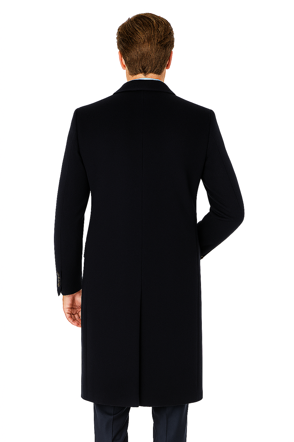 Pure Wool Navy Men’s Full-Length Overcoat
