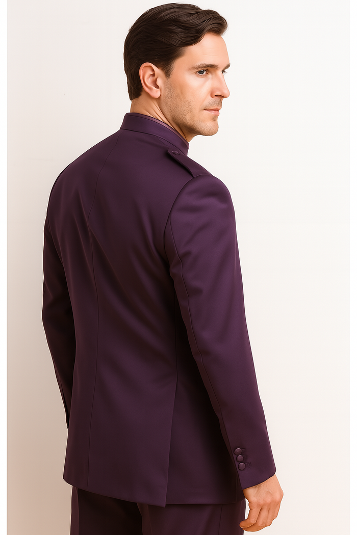 Men's Purple Collarless Blazer Nehru Jacket