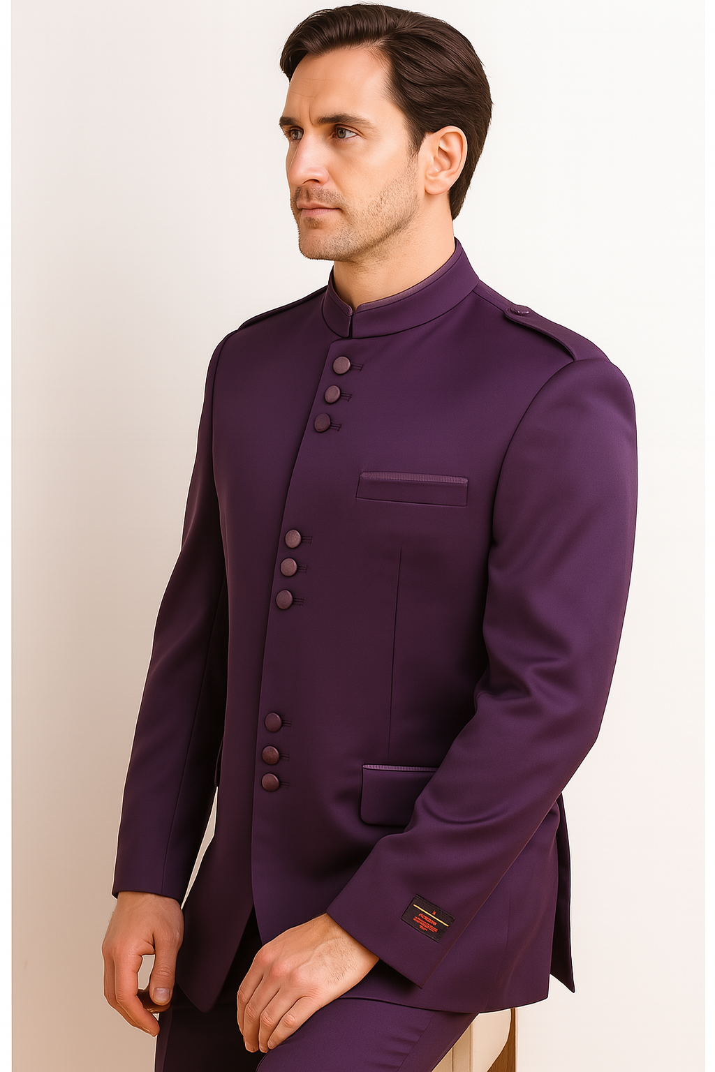 Men's Purple Collarless Blazer Nehru Jacket