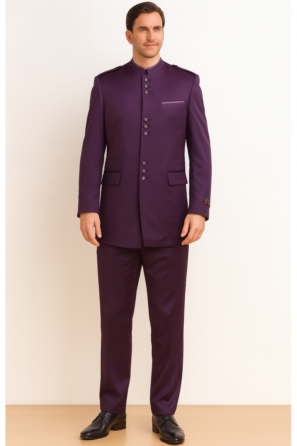 Men's Purple Collarless Blazer Nehru Jacket