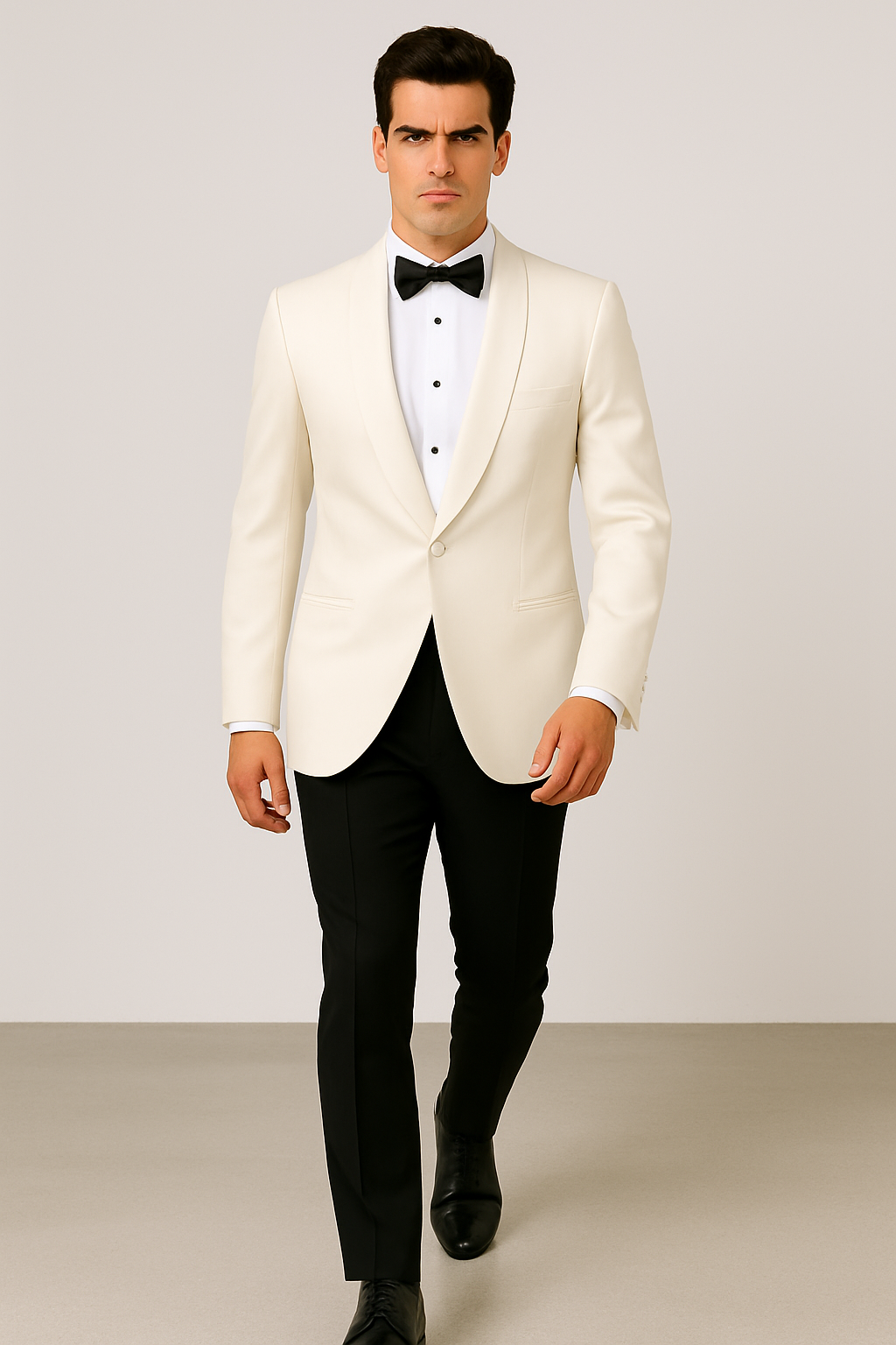 Single Breasted Ivory White Tropical 1 Button Shawl Lapel Dinner Jackets