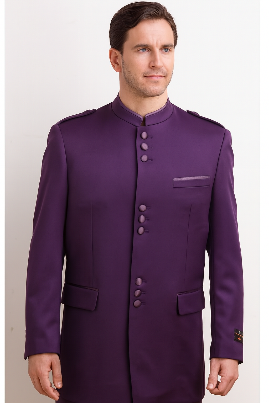 Men's Purple Collarless Blazer Nehru Jacket