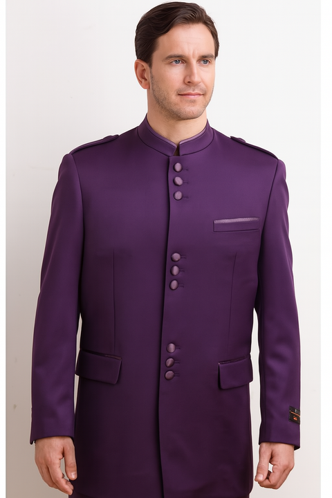Men's Purple Collarless Blazer Nehru Jacket