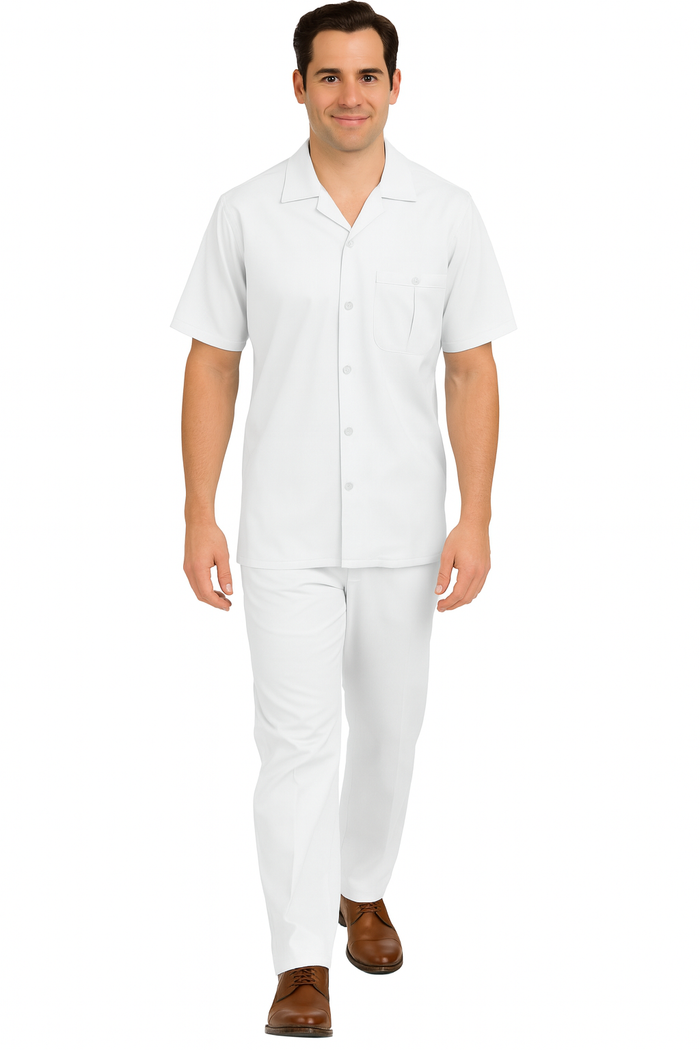 Mens Walking Suit - Big and Tall Casual Suit - White Suit Up to 6XL Pants