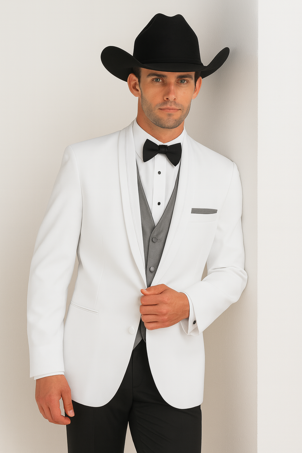 Mens White Cowboy Tuxedo - White Cowboy Suit - Western Suit (Jacket + Pants)