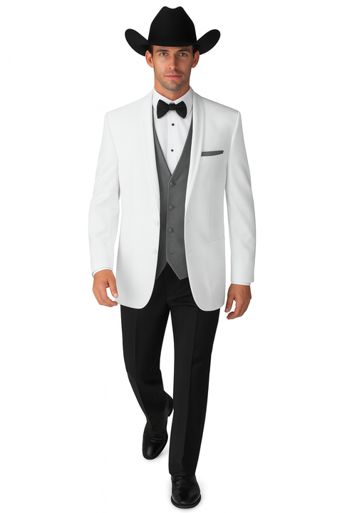 Mens White Cowboy Tuxedo - White Cowboy Suit - Western Suit (Jacket + Pants)