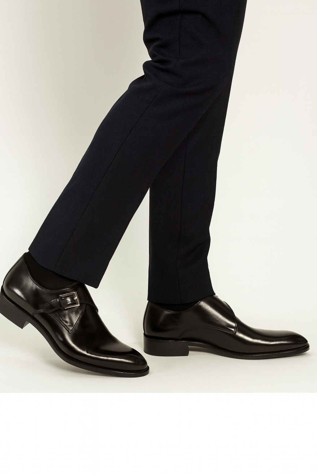 Carrucci Men's Black Genuine Calfskin Leather With Monk Strap Fashion Black Dress Shoe- Men's Buckle Dress Shoes