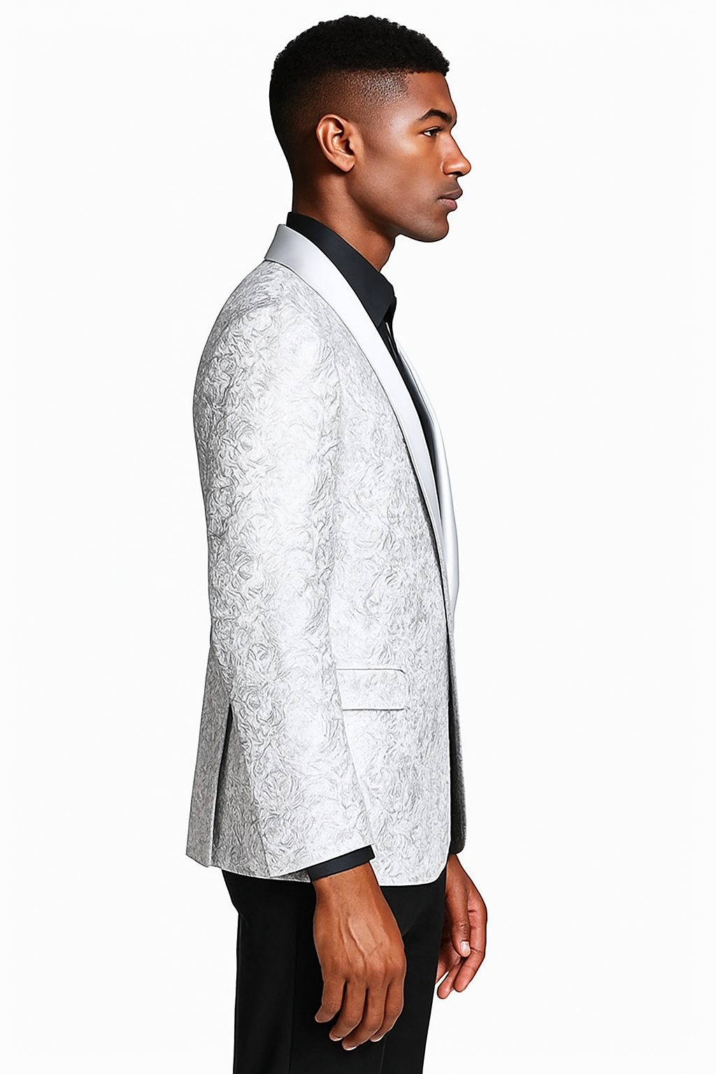 Silver Grey Paisley Slim Tuxedo Jacket