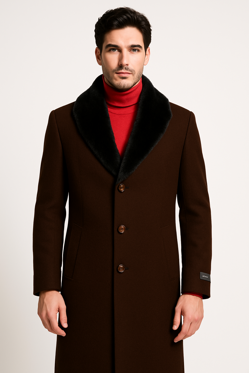 Men's Big And Tall Overcoat Long Men's Dress Topcoat - Winter coat 4XL 5XL 6XL Dark Brown