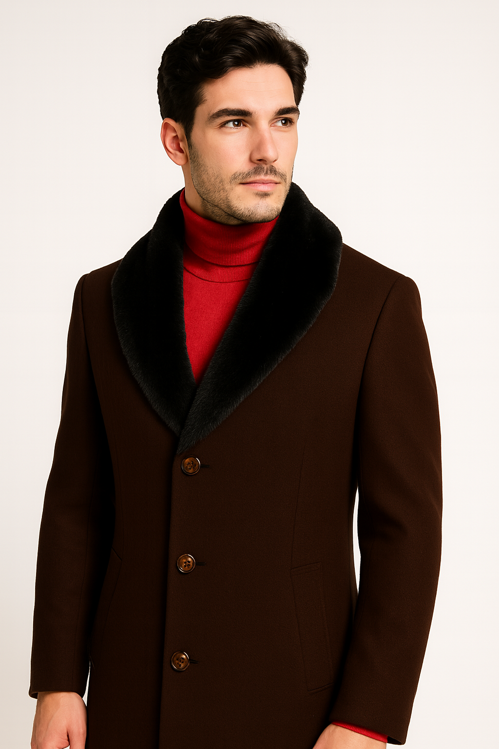 Men's Big And Tall Overcoat Long Men's Dress Topcoat - Winter coat 4XL 5XL 6XL Dark Brown