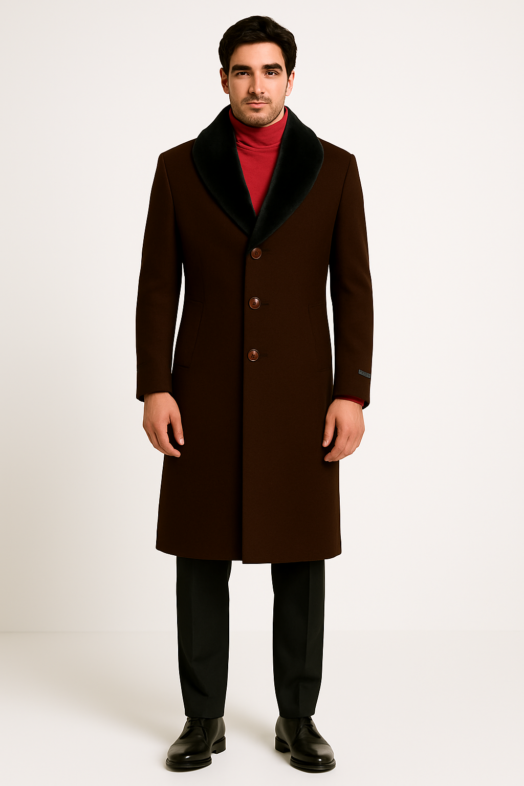 Men's Big And Tall Overcoat Long Men's Dress Topcoat - Winter coat 4XL 5XL 6XL Dark Brown