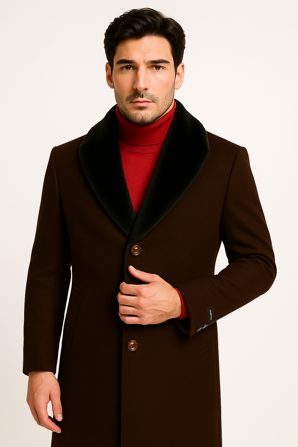 Men's Big And Tall Overcoat Long Men's Dress Topcoat - Winter coat 4XL 5XL 6XL Dark Brown