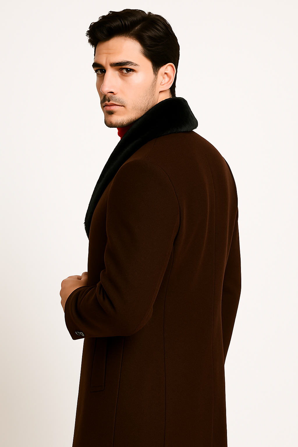 Men's Big And Tall Overcoat Long Men's Dress Topcoat - Winter coat 4XL 5XL 6XL Dark Brown